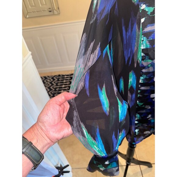 Kirna Zabete Blouse Abstract Pattern Hi Low City Classic Formal Party Office - Picture 10 of 11